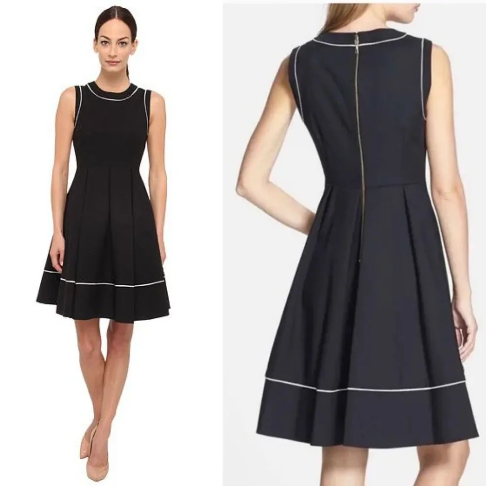 Kate Spade Hope Fit & Flare Dress Designer Preppy Pockets Black 12